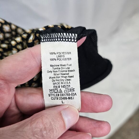 Altar'd State Black and Gold Puff Sleeve Smocked Waist Mini Dress Size Large - Picture 6 of 11